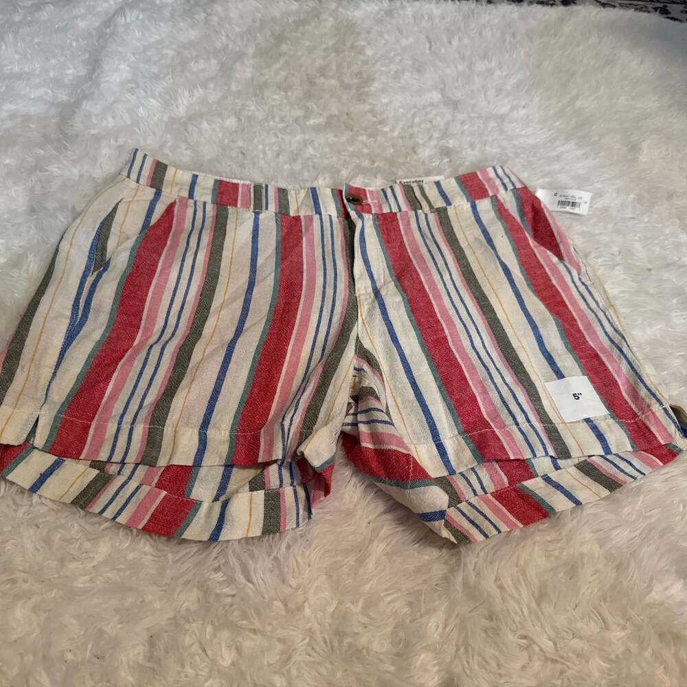 Old Navy Everyday Mid-Rise Striped Linen-Blend Shorts‎ 5-inch Inseam NWT